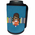 3dRose Beverly Turner Design - Girl Wearing Glasses Reading a Book, Books and Glasses Background - Can Cooler Bottle Wrap (cc_280542)