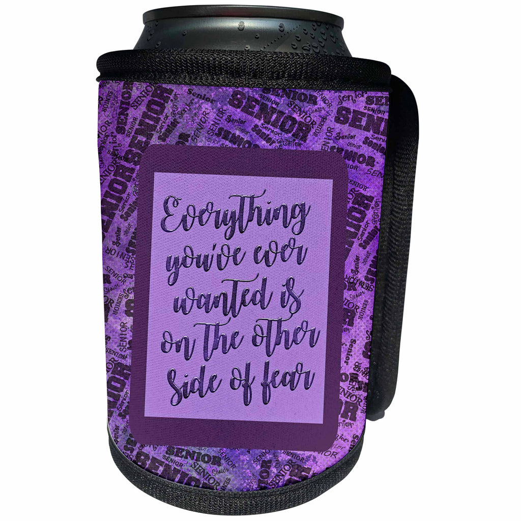 3dRose Beverly Turner Graduation Design - Purple, Everything you ever wanted to do is on the other side of fear - Can Cooler Bottle Wrap (cc_280545)