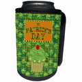 3dRose Beverly Turner St Patrick Day Design - St Patrick Day Cup Cake, Cherry on Top, Four Leaf Clover Plaid Design - Can Cooler Bottle Wrap (cc_280571)