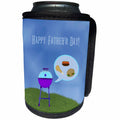 3dRose Beverly Turner Fathers Day Design - Barbecue Grill Thinking about Hot dogs, Chicken Drumstick, and Hamburger - Can Cooler Bottle Wrap (cc_280576)