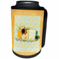 3dRose Beverly Turner Design - Enjoying Everyday Life, Sunshine, Sunflower, Bow, Flag, Butterfly - Can Cooler Bottle Wrap (cc_280582)
