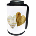 3dRose TNMGraphics Valentines - Two Textured Heart Images One Gold and One White and Gold - Can Cooler Bottle Wrap (cc_280612)