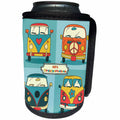 3dRose TNMGraphics Retro Designs - Four Sixties Vans for Hippies Retro Colors - Can Cooler Bottle Wrap (cc_280614)