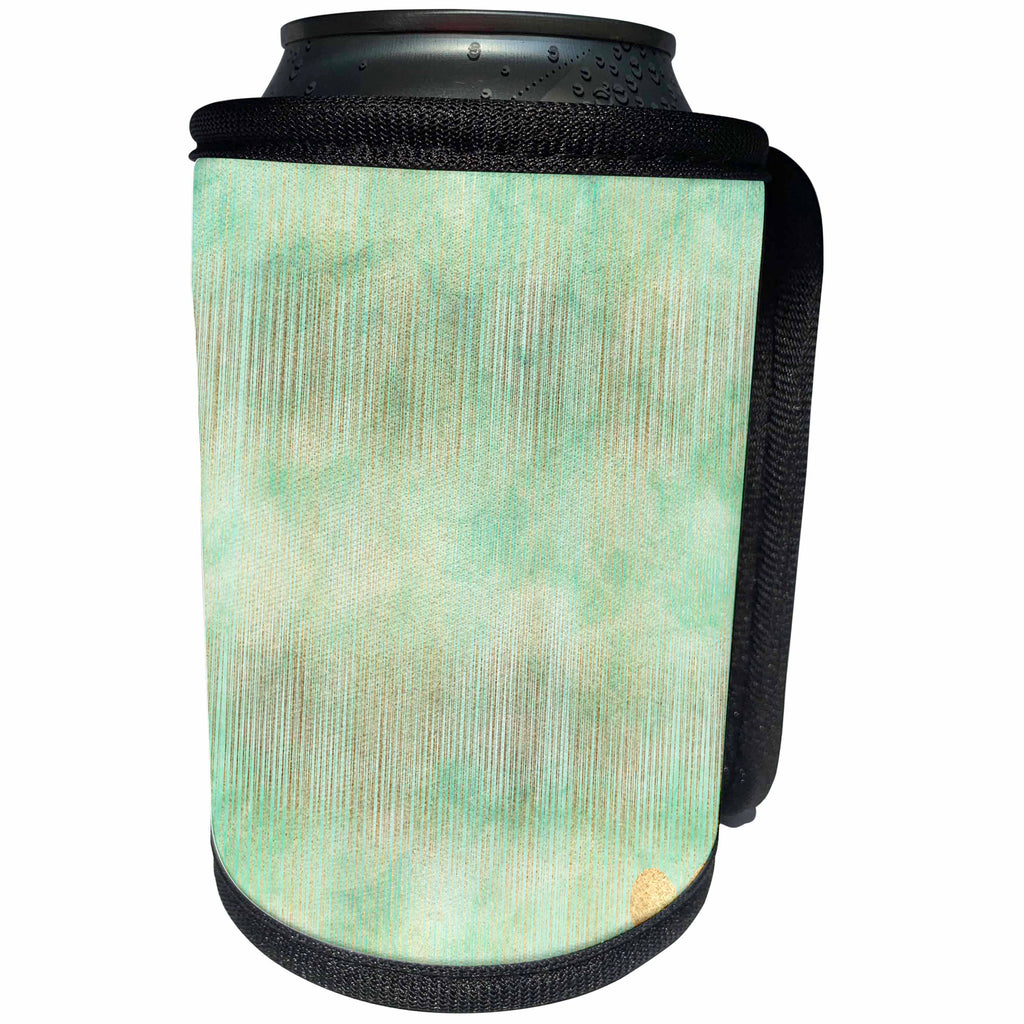 3dRose PS Glam - Image of Mint Gold Watercolor Stripes Heart - Can Cooler Bottle Wrap (cc_280726)