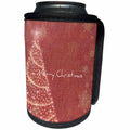 3dRose Patricia Sanders Christmas - Deep Red Christmas Tree and Snowflakes - Can Cooler Bottle Wrap (cc_28073)