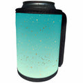 3dRose PS Glam - Image of Mint Green Gold Stars Confetti Ombre - Can Cooler Bottle Wrap (cc_280733)