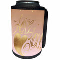 3dRose PS Inspiration - Image of Gold Pink Love Heart - Can Cooler Bottle Wrap (cc_280738)