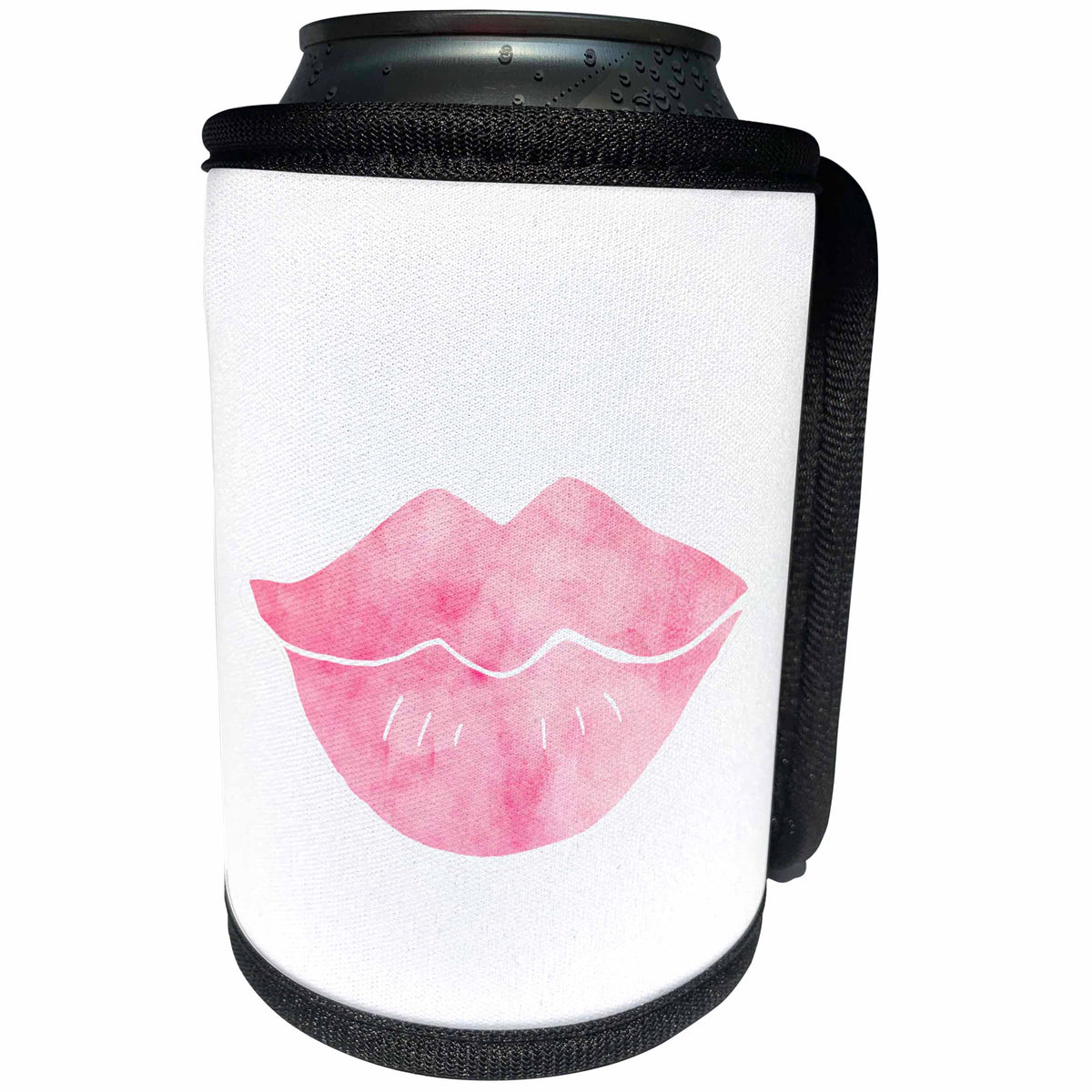 3dRose PS Glam - Pretty Pink Watercolor Lips - Can Cooler Bottle Wrap (cc_280740)
