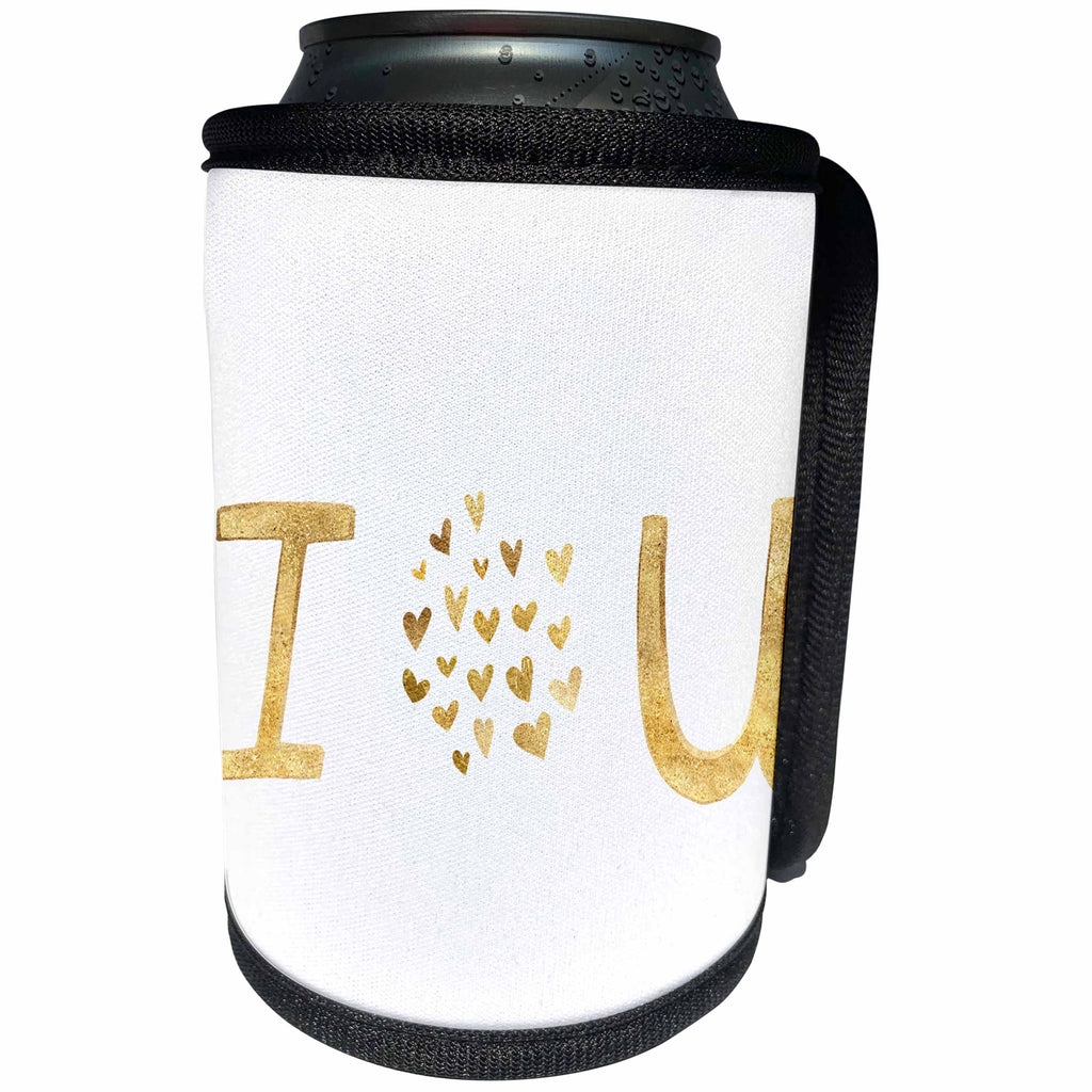 3dRose PS Inspiration - Gold I Love You Hearts - Can Cooler Bottle Wrap (cc_280746)