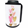 3dRose PS Inspiration - Pink Gold Love Hearts - Can Cooler Bottle Wrap (cc_280748)