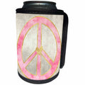 3dRose PS Inspiration - Pink Gold Watercolor Heart Peace Sign - Can Cooler Bottle Wrap (cc_280751)