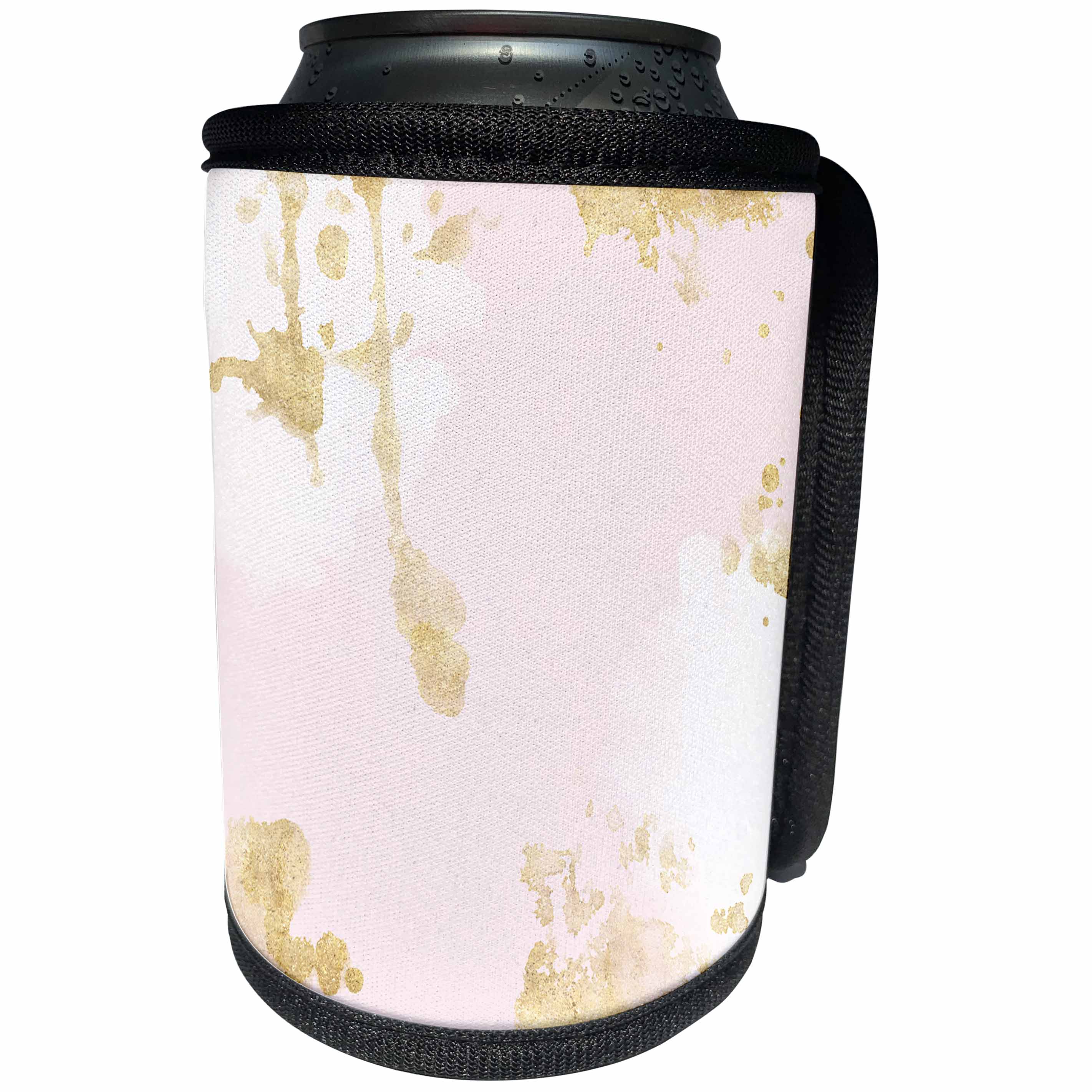 3dRose PS Glam - Blush White Gold Pink Watercolor - Can Cooler Bottle Wrap (cc_280757)