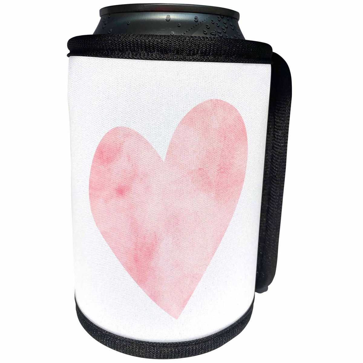3dRose PS Inspiration - Pretty Blush Pink Watercolor Heart - Can Cooler Bottle Wrap (cc_280772)