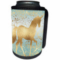 3dRose PS Animals - Image of Aqua Gold Stars Confetti Unicorn - Can Cooler Bottle Wrap (cc_280778)