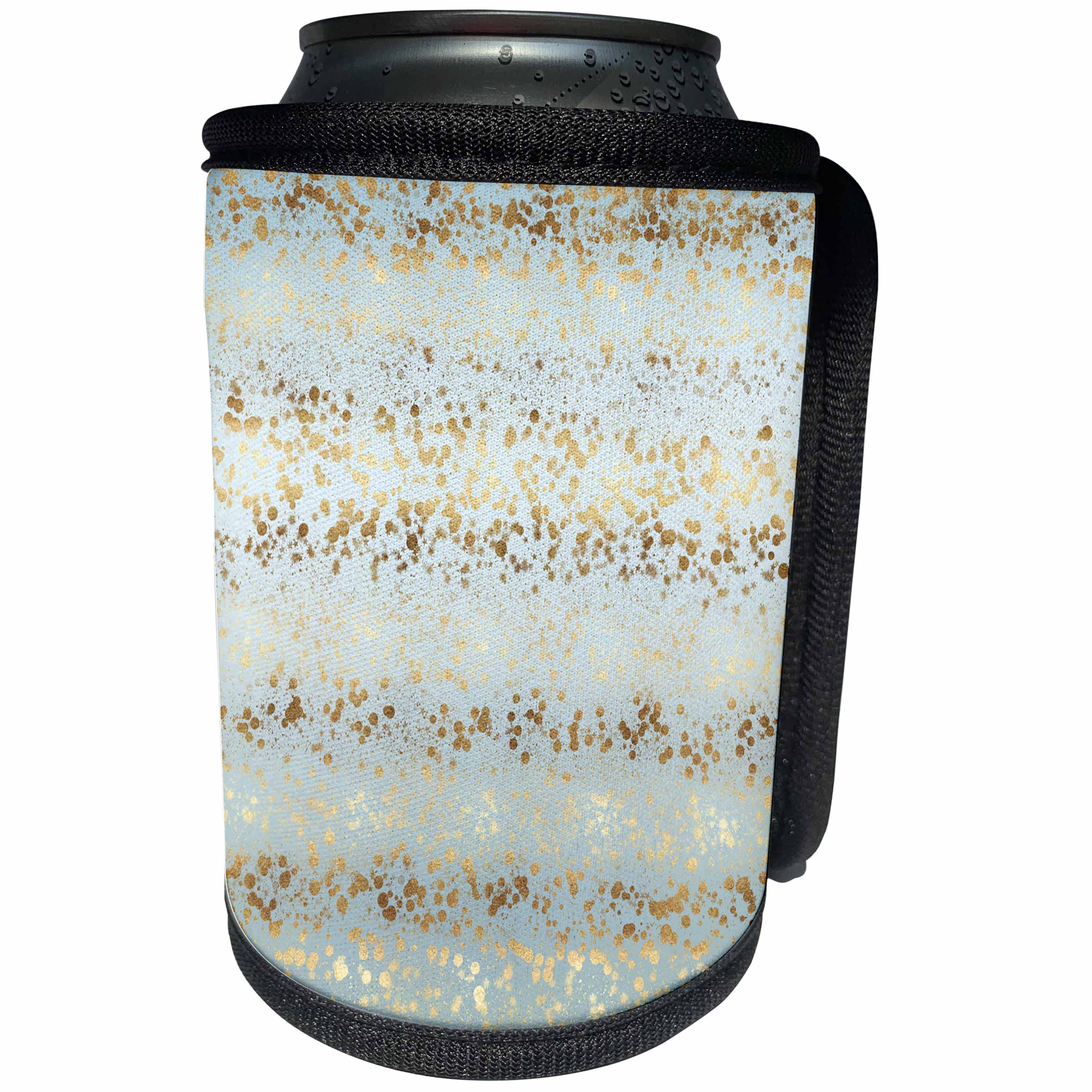 3dRose PS Glam - Image of Gold Aqua Glitz Sparkle Stars Confetti - Can Cooler Bottle Wrap (cc_280780)