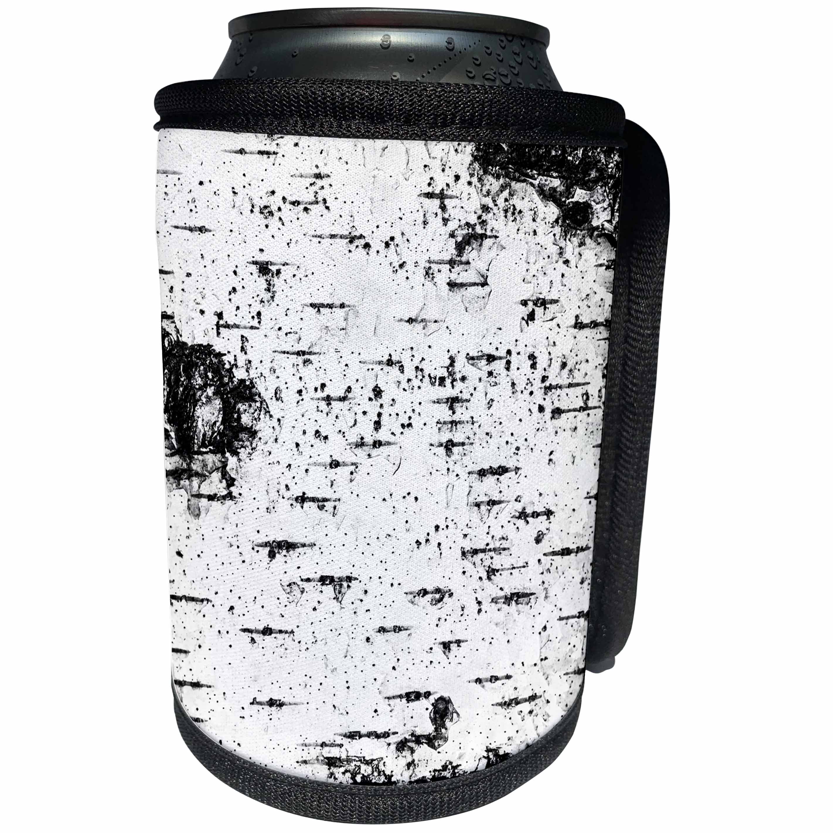 3dRose Alexis Photography - Texture Wood - Birch tree bark in black and white. Lines and spots of black color - Can Cooler Bottle Wrap (cc_280796)