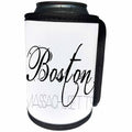 3dRose Alexis Design - American Cities - American Cities - Boston Massachusetts black text on white - Can Cooler Bottle Wrap (cc_280817)