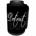 3dRose Alexis Design - American Cities - American Cities - Detroit Michigan white text on black - Can Cooler Bottle Wrap (cc_280822)