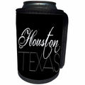 3dRose Alexis Design - American Cities - American Cities - Houston Texas white text on black - Can Cooler Bottle Wrap (cc_280825)