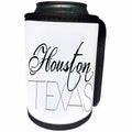 3dRose Alexis Design - American Cities - American Cities - Houston Texas black text on white - Can Cooler Bottle Wrap (cc_280826)
