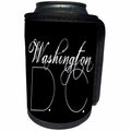 3dRose Alexis Design - American Cities - American Cities - Washington D.C. white text on black - Can Cooler Bottle Wrap (cc_280831)