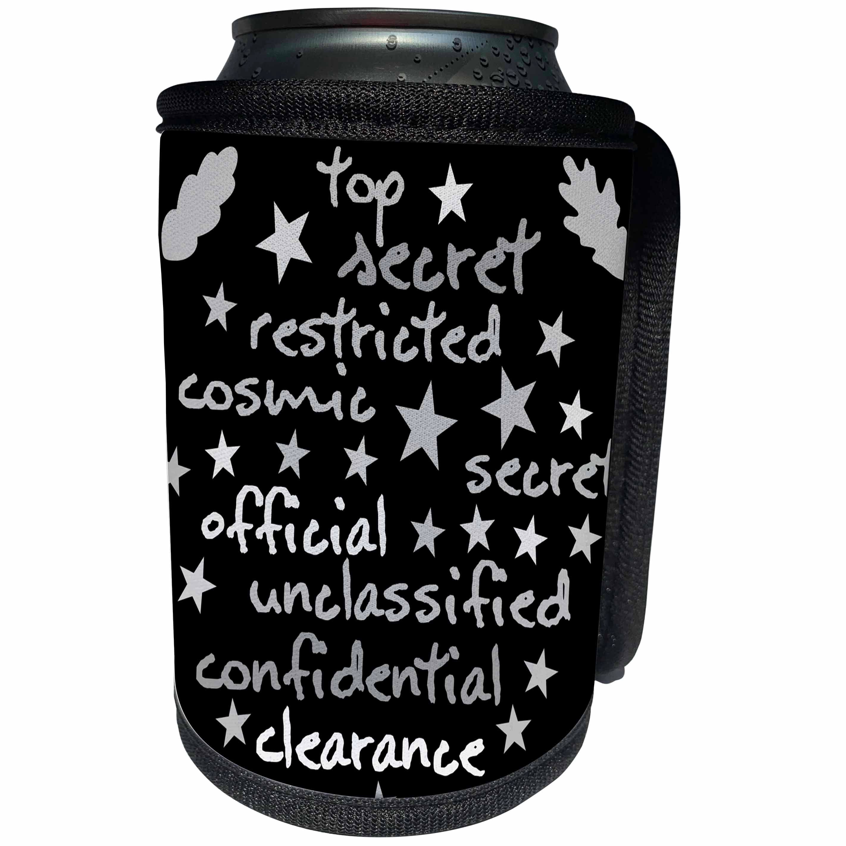 3dRose Alexis Design - Typography - Levels of classified information funny shades of grey text on black - Can Cooler Bottle Wrap (cc_280835)