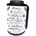 3dRose Alexis Design - Typography - Words of strength and energy positive grey text on white background - Can Cooler Bottle Wrap (cc_280852)