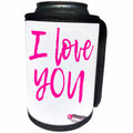 3dRose Alexis Design - Love - I love you text of pink color made with lipstick on white - Can Cooler Bottle Wrap (cc_280864)