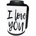 3dRose Alexis Design - Love - I love you hand written text of black color on white background - Can Cooler Bottle Wrap (cc_280865)