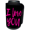 3dRose Alexis Design - Love - I love you hand written text of pink color on black background - Can Cooler Bottle Wrap (cc_280874)