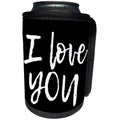 3dRose Alexis Design - Love - I love you hand written text of white color on black background - Can Cooler Bottle Wrap (cc_280876)