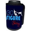 3dRose Alexis Design - Sport Winter - Go Figure Skating decorative text, dancing couple of skaters on blue - Can Cooler Bottle Wrap (cc_280879)