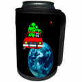 3dRose Alexis Design - Space and Aliens - Ride to Mars Selfie. Red car, aliens, planet Earth, red Mars on black - Can Cooler Bottle Wrap (cc_280881)
