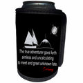 3dRose Alexis Design - Quotes O.Henry - Funny O.Henry quote. A true adventurer goes forth. On black - Can Cooler Bottle Wrap (cc_280993)