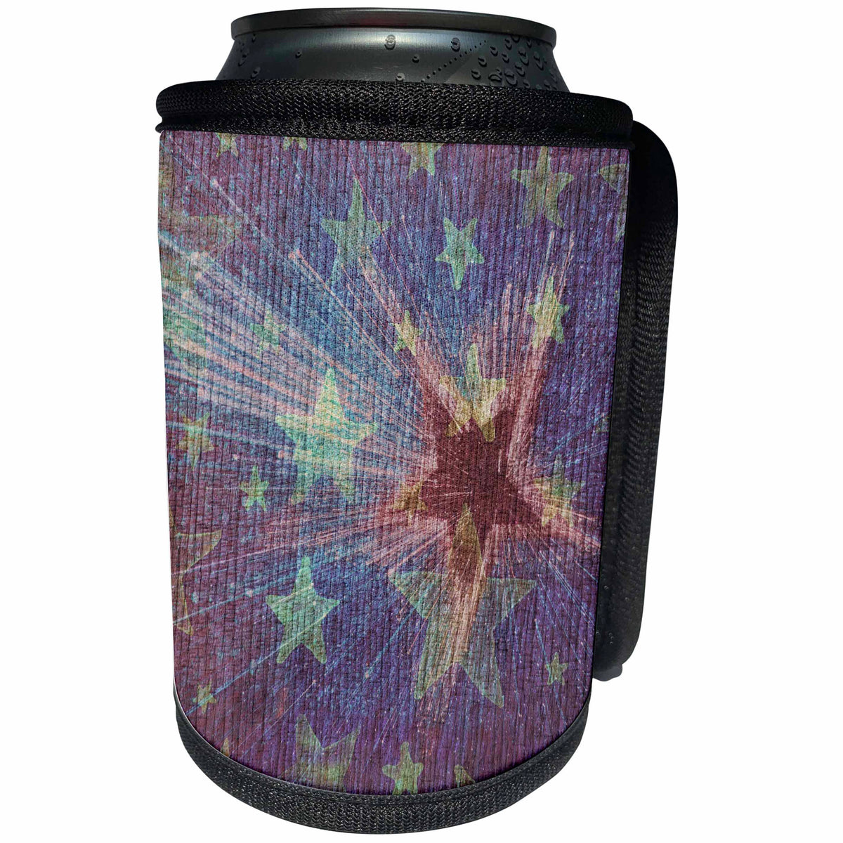 3dRose Patricia Sanders Creations - Shining Gold Stars - Can Cooler Bottle Wrap (cc_28100)