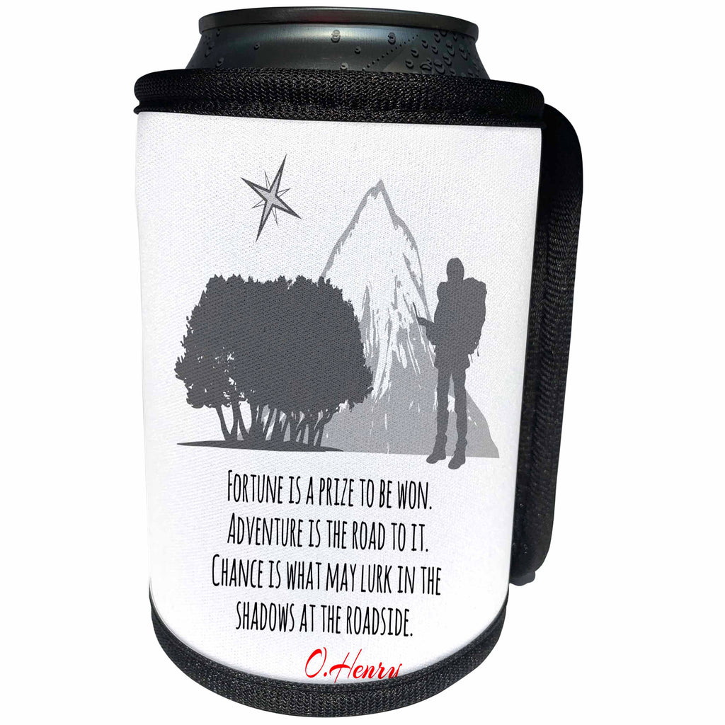 3dRose Alexis Design - Quotes O.Henry - Funny O.Henry quote. Fortune is a prize to be won. On white - Can Cooler Bottle Wrap (cc_281006)