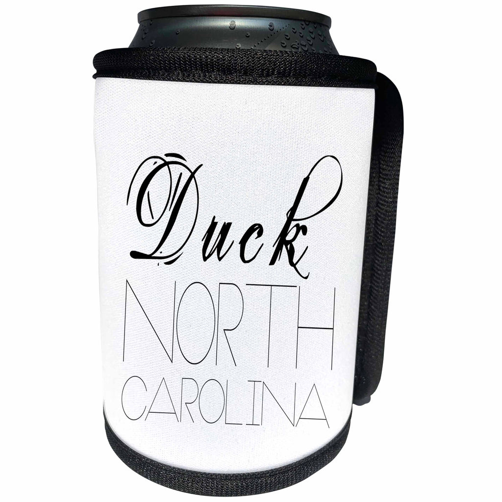3dRose Alexis Design - American Beaches - American Beaches - Duck, North Carolina, black on white - Can Cooler Bottle Wrap (cc_281013)