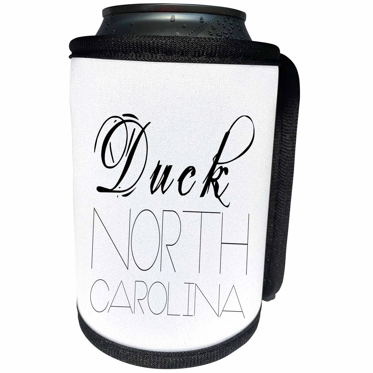 3dRose Alexis Design - American Beaches - American Beaches - Duck, North Carolina, black on white - Can Cooler Bottle Wrap (cc_281013)