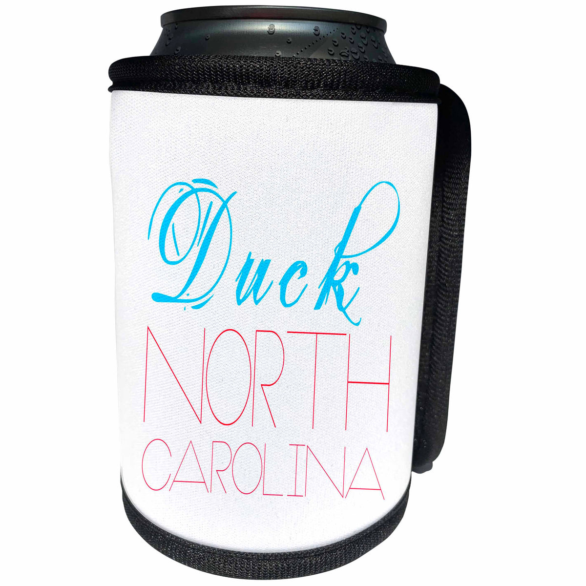 3dRose Alexis Design - American Beaches - American Beaches - Duck, North Carolina, blue, red on white - Can Cooler Bottle Wrap (cc_281014)