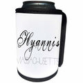 3dRose Alexis Design - American Beaches - American Beaches - Hyannis, Massachusetts, black on white - Can Cooler Bottle Wrap (cc_281017)