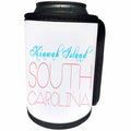 3dRose Alexis Design - American Beaches - American Beaches - Kiawah Island, South Carolina, blue, red on white - Can Cooler Bottle Wrap (cc_281022)