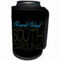 3dRose Alexis Design - American Beaches - American Beaches - Kiawah Island, South Carolina, blue, yellow, black - Can Cooler Bottle Wrap (cc_281023)