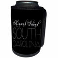 3dRose Alexis Design - American Beaches - American Beaches - Kiawah Island, South Carolina, white on black - Can Cooler Bottle Wrap (cc_281024)