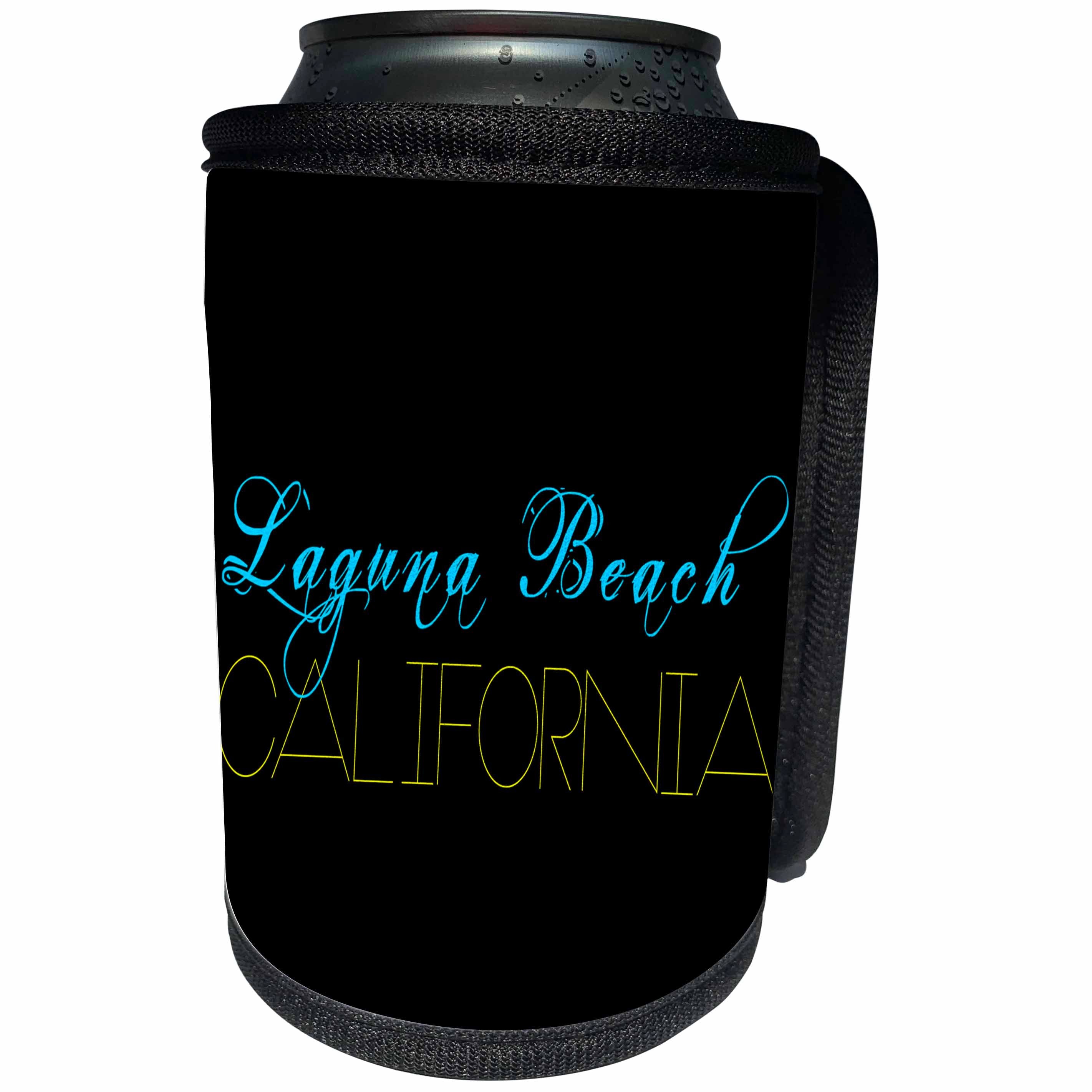 3dRose Alexis Design - American Beaches - American Beaches - Laguna Beach, California, blue, yellow, black - Can Cooler Bottle Wrap (cc_281027)