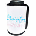 3dRose Alexis Design - American Beaches - American Beaches - Provincetown, Massachusetts, blue, red on white - Can Cooler Bottle Wrap (cc_281030)