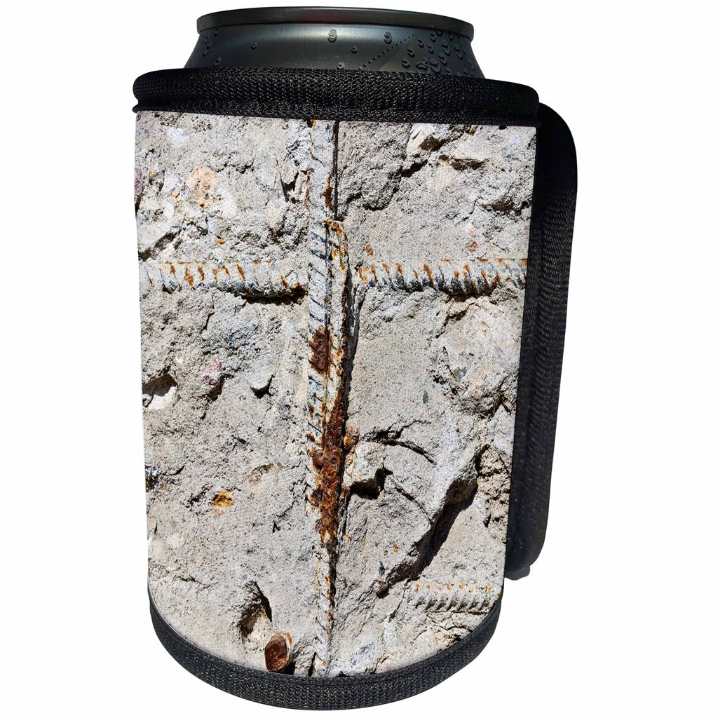 3dRose Alexis Photography - Texture Stone - Old rough concrete texture with a corroded metal fittings - Can Cooler Bottle Wrap (cc_281033)