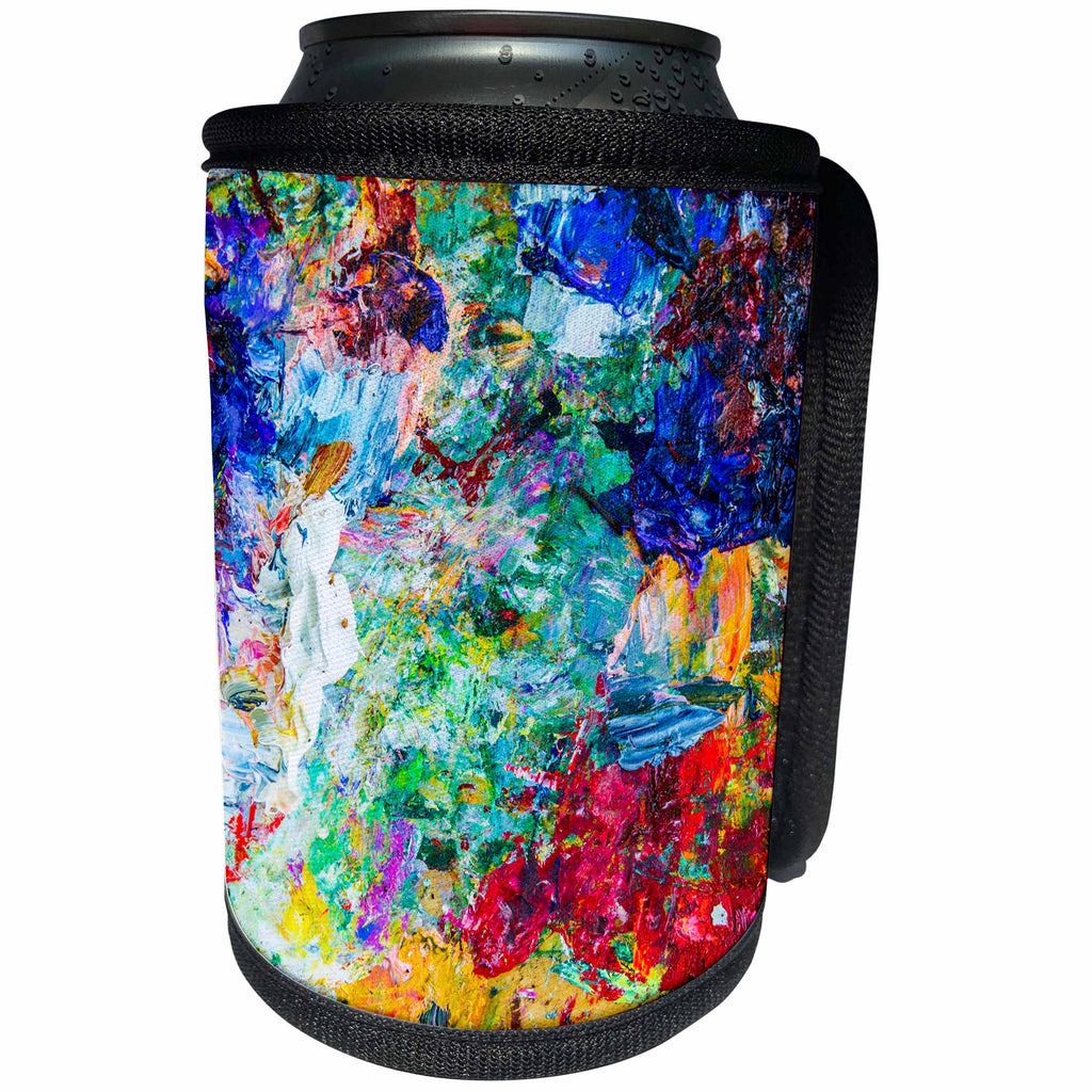 3dRose Alexis Photography - Abstracts - Abstract Artistic Oil Paint Palette. Multicolor - Can Cooler Bottle Wrap (cc_281035)