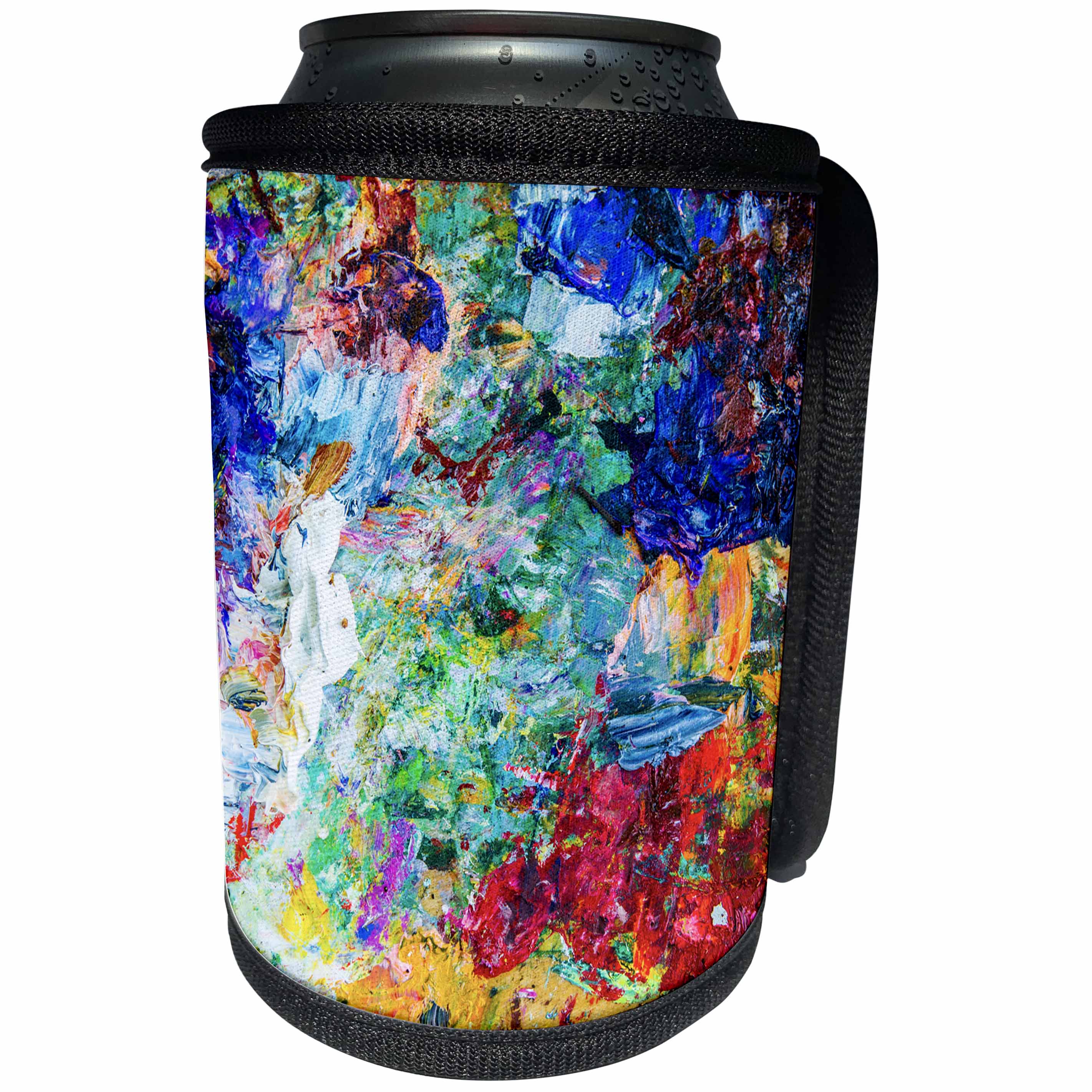 3dRose Alexis Photography - Abstracts - Abstract Artistic Oil Paint Palette. Multicolor - Can Cooler Bottle Wrap (cc_281035)