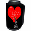 3dRose Alexis Design - Love - Man worker on a ladder, chisels I LOVE YOU on a red heart on black - Can Cooler Bottle Wrap (cc_281039)