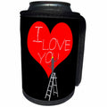 3dRose Alexis Design - Love - Woman worker on a ladder, chisels I LOVE YOU on a red heart on black - Can Cooler Bottle Wrap (cc_281041)